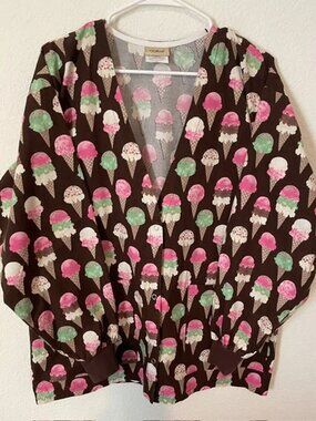 Women's Tafford Ice Cream Cone Print Scrub Jacket Size Medium